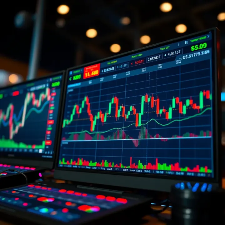 Illustration of a forex trading platform interface with charts and risk management indicators