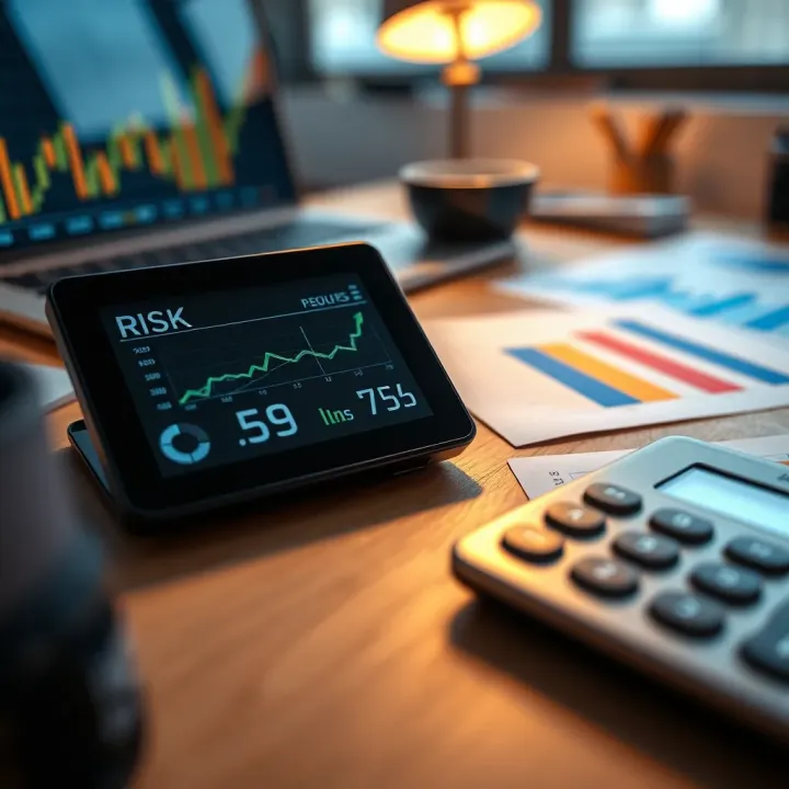 Interpreting Risk Analysis Results for Smarter Financial Decisions Business workspace with charts and calculator displaying risk analysis results
