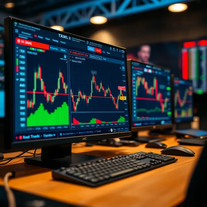 Screen displaying market analysis tools and risk management indicators