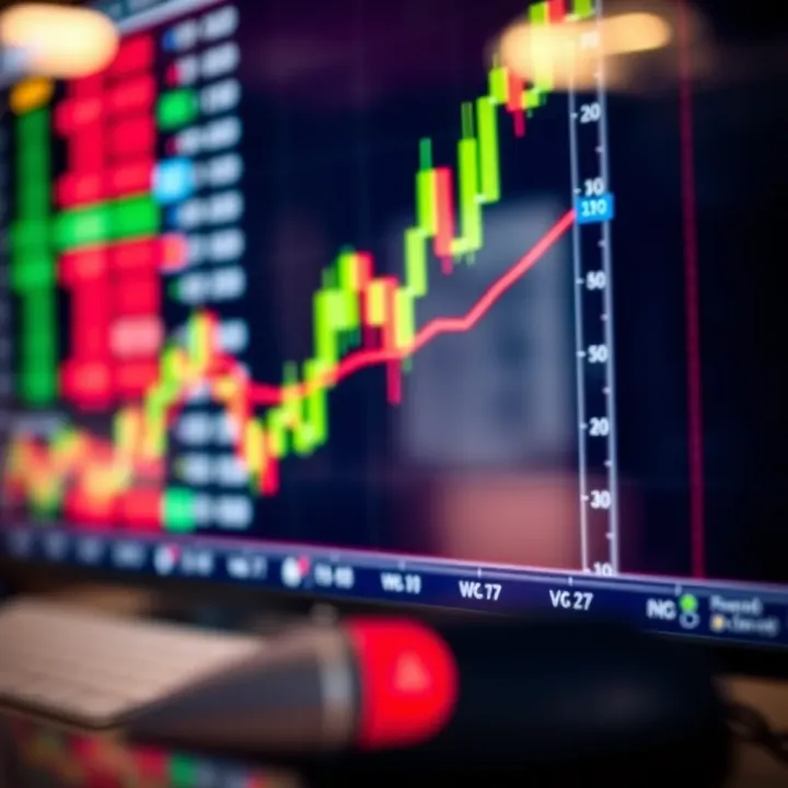 Chart displaying forex currency pair fluctuations with trend lines and indicators