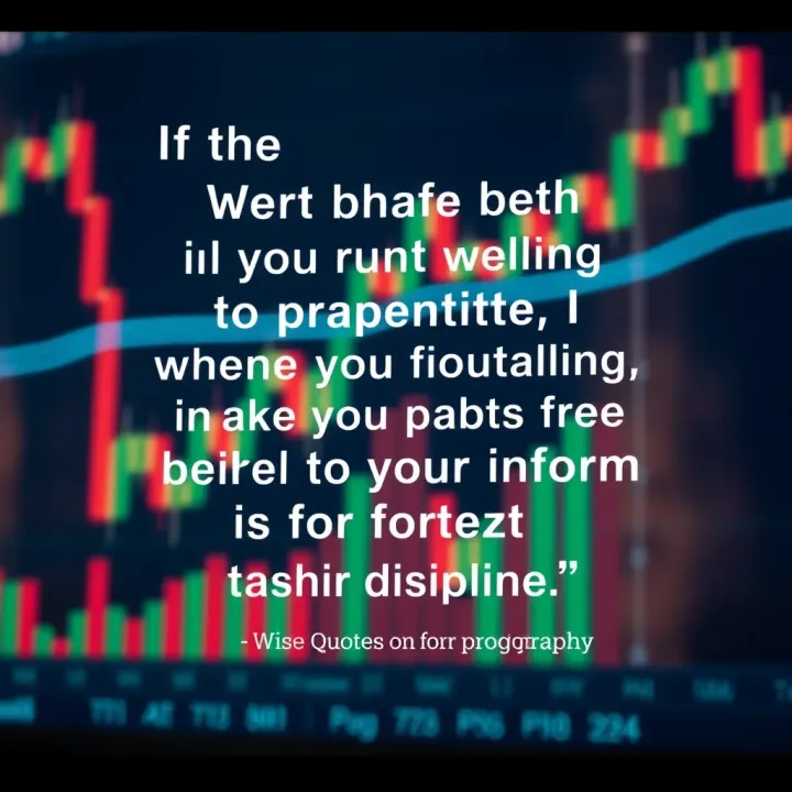 Motivational quote overlay on a financial chart emphasizing disciplined trading mindset