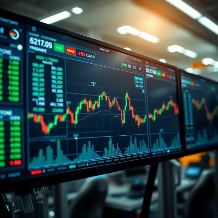 Digital interface displaying automated forex trading data and charts
