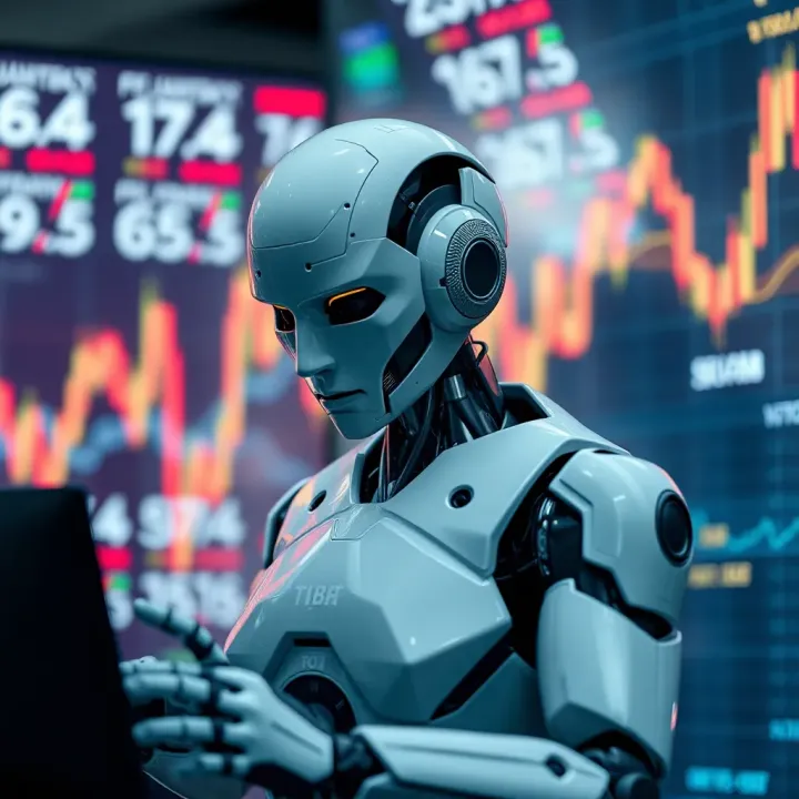 Graphical representation of forex robot algorithms analyzing currency trends
