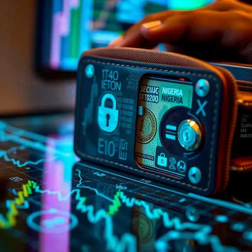 Secure digital wallet with Nigerian naira symbol and encryption graphics