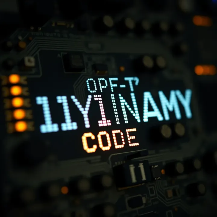 Close-up of a computer circuit board illuminated with an overlay of uplifting binary text