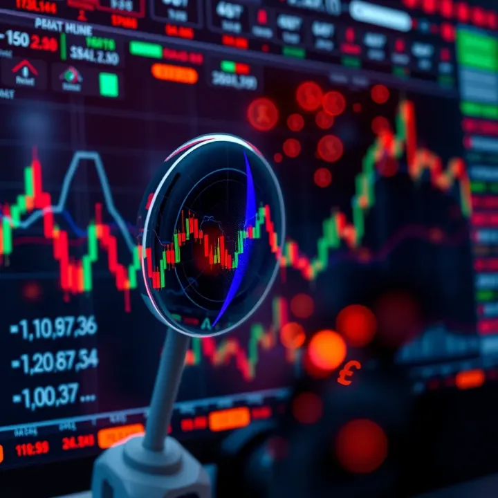 Visualization of AI algorithms optimizing forex trading strategies with risk evaluation charts and currency symbols