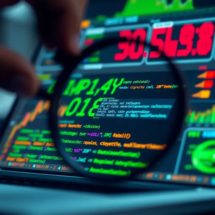 Visualization of binary data being analyzed by a software tool with highlighted code segments