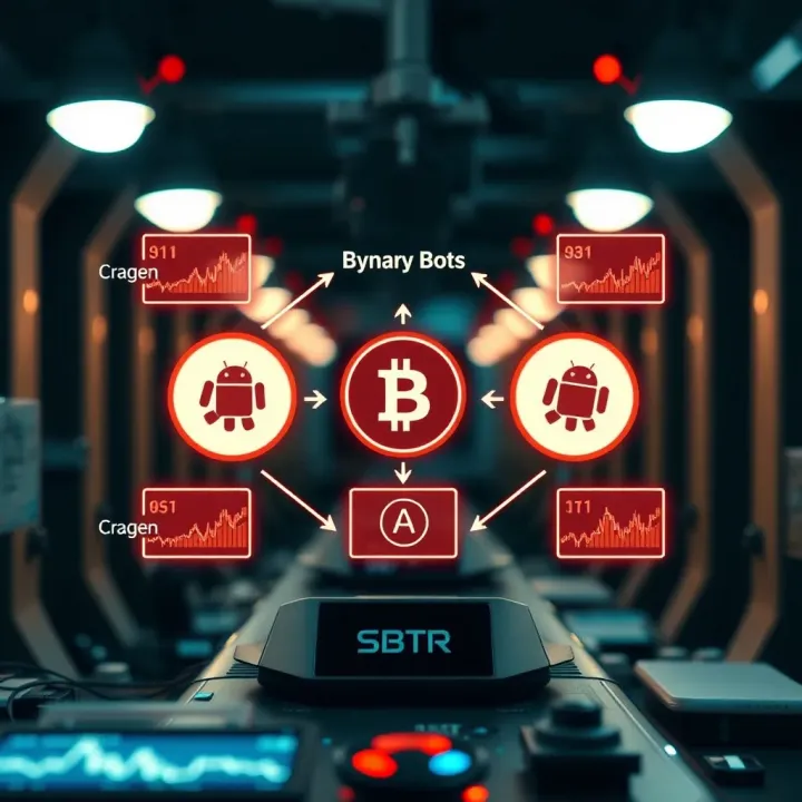 Diagram illustrating the automated trading system of binary bots in financial markets