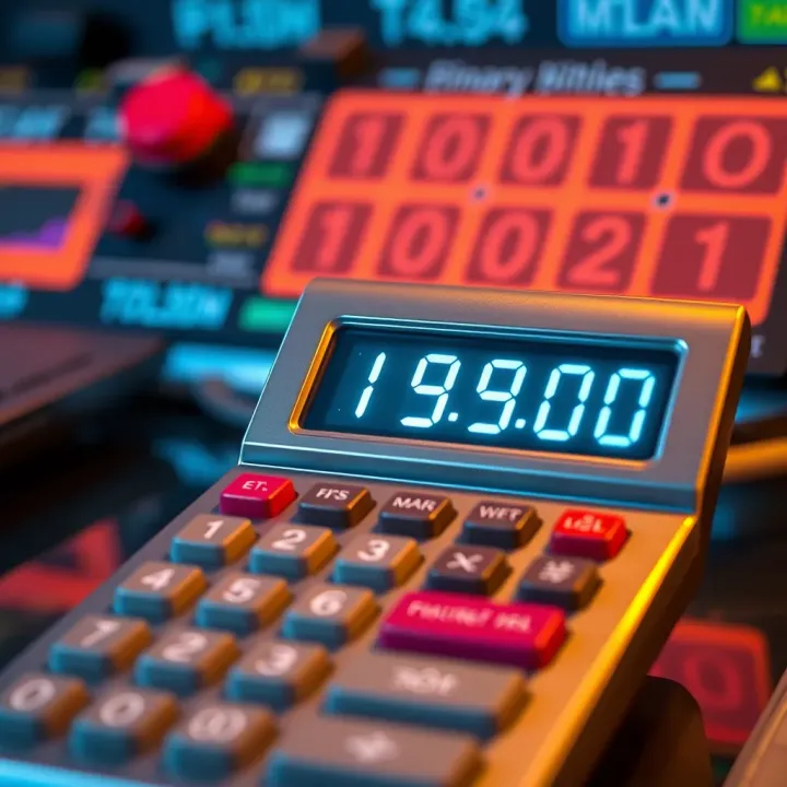 Diagram illustrating the structure and function of a binary calculator displaying binary digits