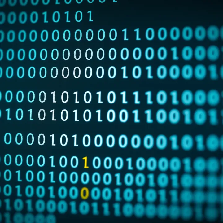 Diagram illustrating the binary code system with zeros and ones representing data