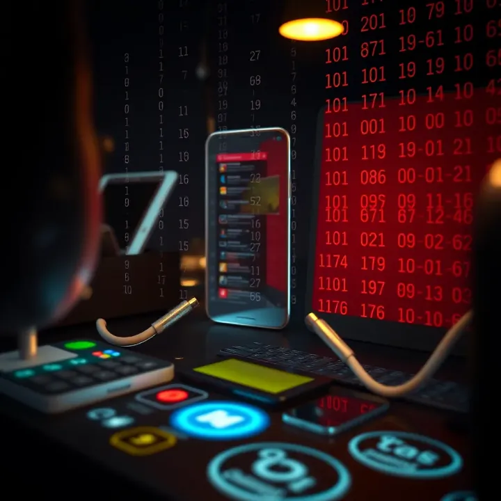 Illustration of everyday devices in Nigeria utilizing digital technology powered by binary digits