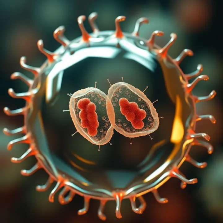 Diagram illustrating bacterial cell undergoing division to form two identical daughter cells