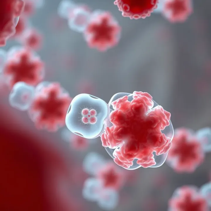 Binary Fission in Bacteria Microscopic view of a bacterium undergoing binary fission showing division into two cells