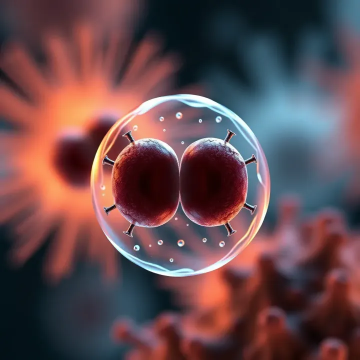 Cell Division in Binary Fission Diagram illustrating the division of a single-celled organism during binary fission