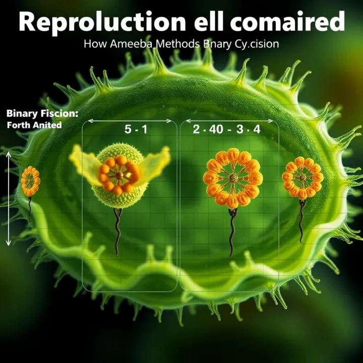 Comparison chart showing differences between binary fission and other reproductive methods
