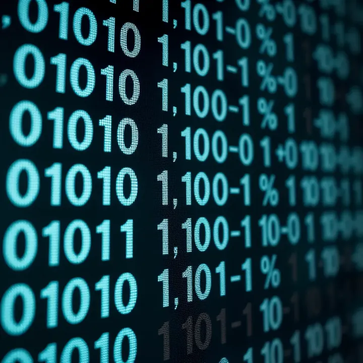 Visual representation of binary arithmetic operations such as addition and subtraction with binary digits