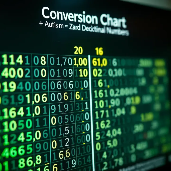 Chart illustrating the conversion between binary and decimal number systems