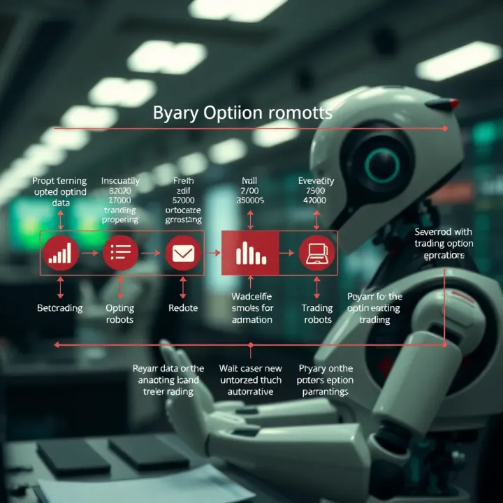 Diagram illustrating the functioning of binary option robots with data flow and automated trading signals