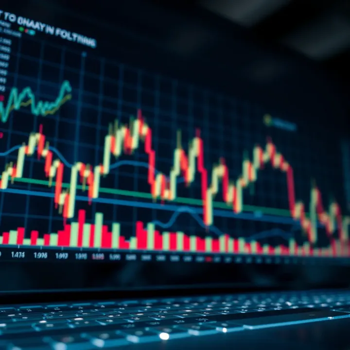 Digital graph illustrating financial market trends and binary options trading concepts