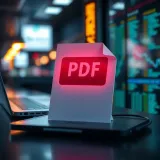 Illustration of a deceptive PDF document highlighting scam indicators in a digital environment