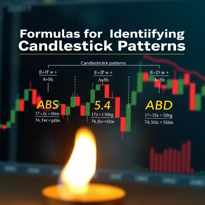 Diagram illustrating key formulas applied to identify various candlestick patterns in market analysis