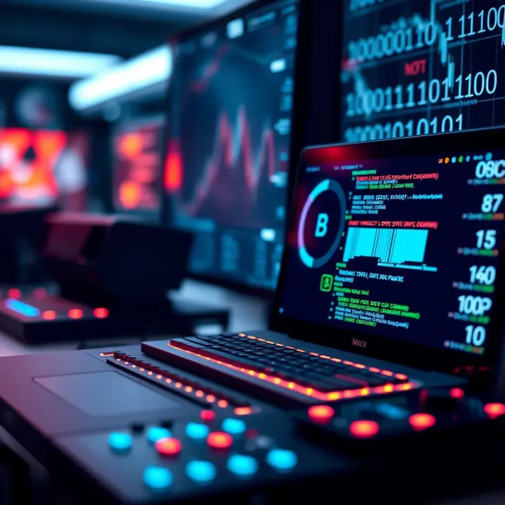 Visual of digital devices connected through binary code communication