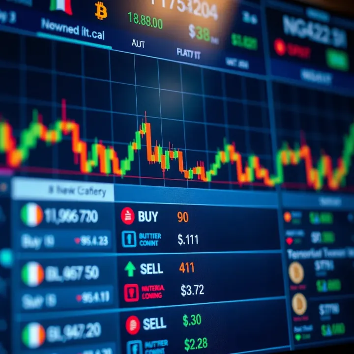 Interface of a cryptocurrency trading platform highlighting buy and sell options with Nigerian currency