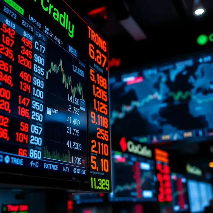 Global currency exchange rates displayed on digital screens