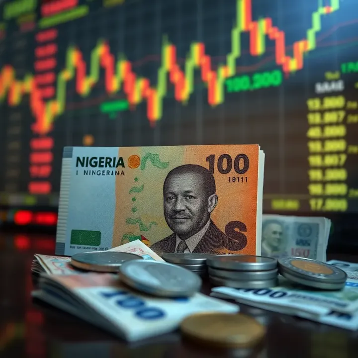 Illustration of Nigerian Naira and various foreign currencies with financial charts in the background