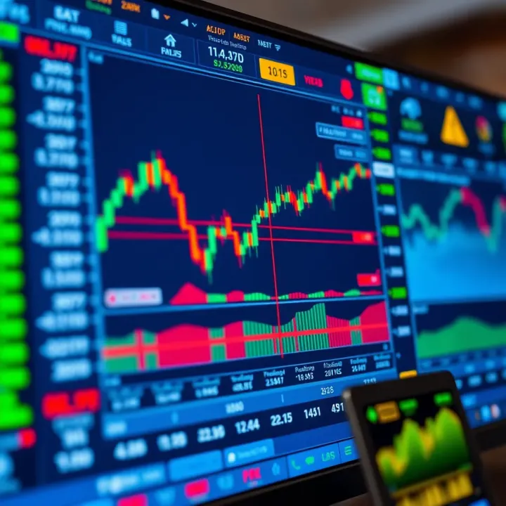 Screenshot of a popular forex trading platform showing technical indicators and risk management tools