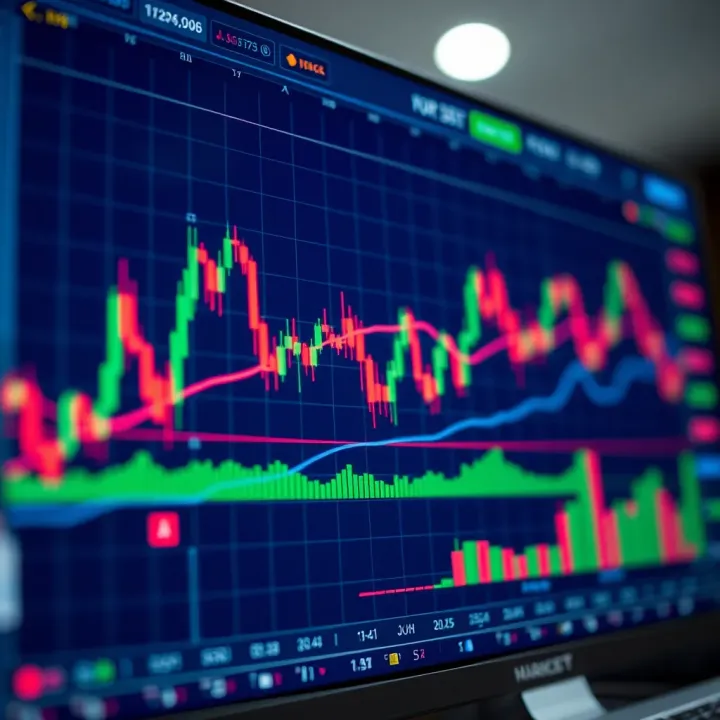 Forex trading chart displaying currency pair trends and technical indicators
