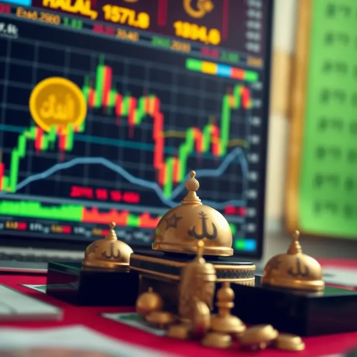 Islamic Principles and Forex Trading in Nigeria Islamic symbols and forex trading charts representing halal financial principles