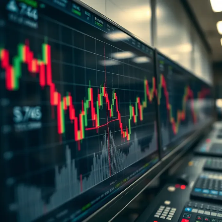 Graph showing automated forex trading system analyzing currency market trends