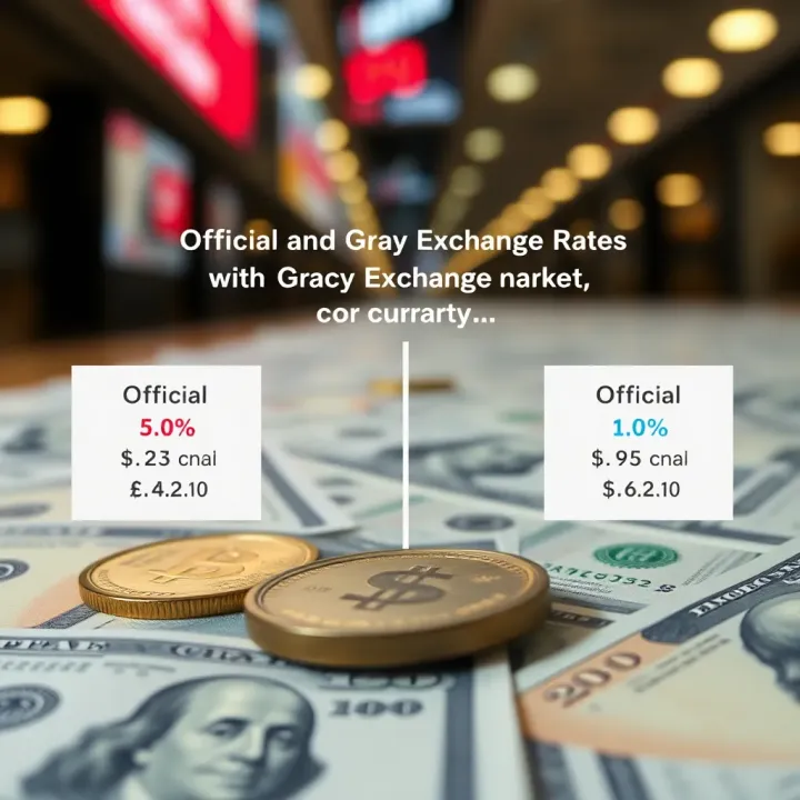 Diagram illustrating the difference between official currency exchange rates and gray market rates in an economy