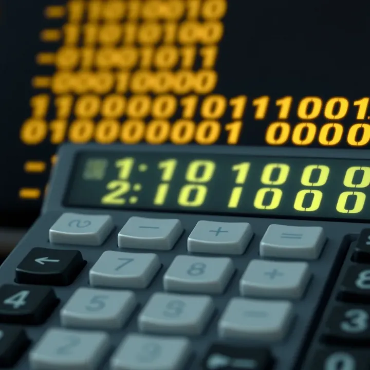 Graphical interface of a binary calculator showing various binary operations